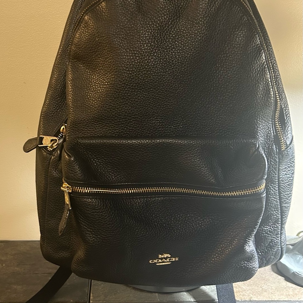 Coach Black Pebbled Leather Backpack. Please see pics - Picture 4 of 9